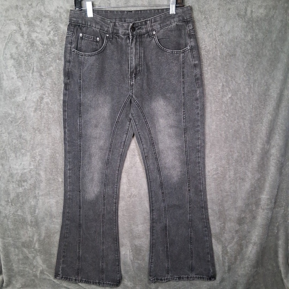 Manfinity Jeans Women's Size‎ Small Baggy Bootcut Faded Black Wash W30 Mid-Rise